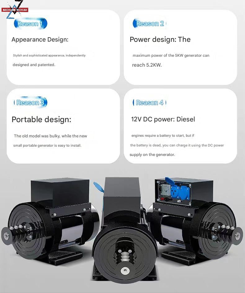 Diesel generator sets 3KW 5KW 6/10 kW 8 single-phase three-phase small gasoline 220V dual voltage 380V for home use 12